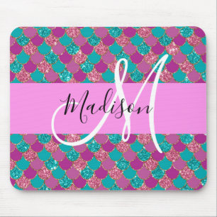 Lila Turcos Sjöjungfru Glitter Sparkles Monogram Musmatta
