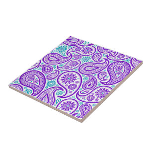 Lila Turcouise Paisley Seamless Tile Kakelplatta