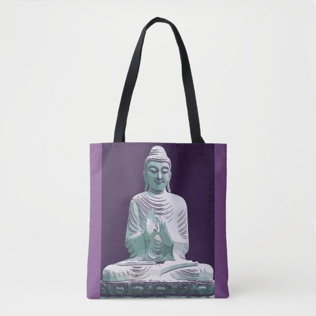 Lila Turcouise Peacnice Lycklig Buddha Tygkasse (Framsida)