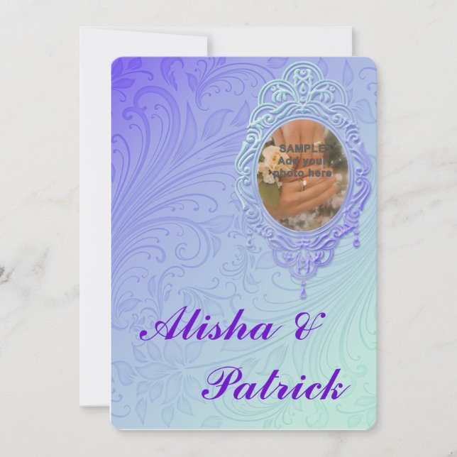 Lila turkos formell bröllopsinbjudan inbjudningar (Framsida)