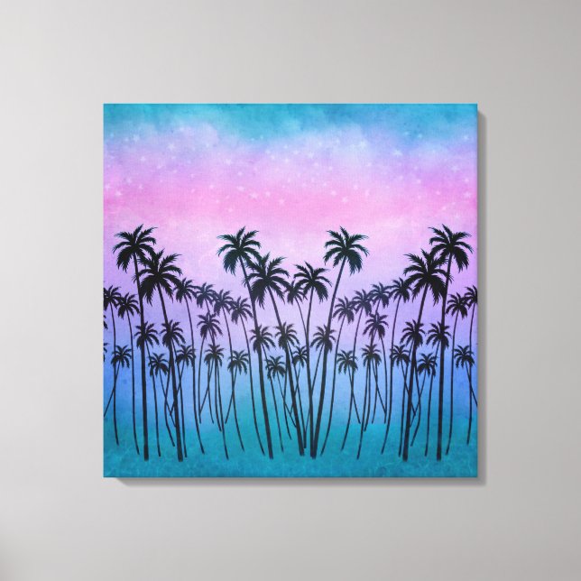 Lila-turkos Palmtree Canvastryck (Framsida)