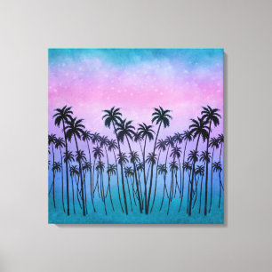 Lila-turkos Palmtree Canvastryck