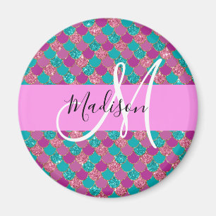 Lila Turkos Sjömansglitter Glitter Monogram Magnet