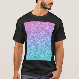 Lila Turkvoise Blue Glitter Ombre T Shirt