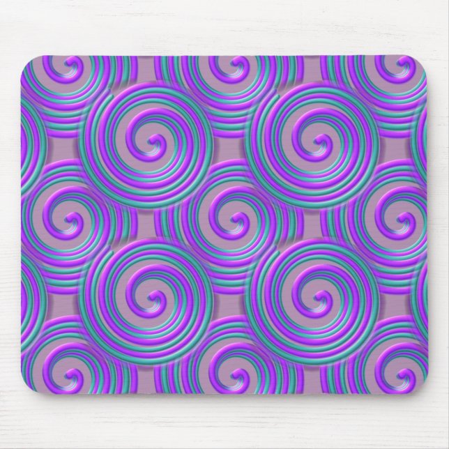 Lila Turkvoise Blue Spiral på Lavender Rosa Musmatta (Framsidan)