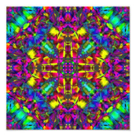 Lila Turquiose och Gult Mandala Mönster Fototryck