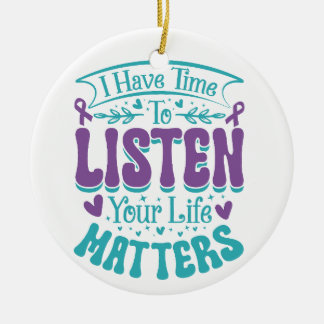 LILA TURQUOISE SUICIDE PREVENTION MEDDELANDE JULGRANSPRYDNAD KERAMIK