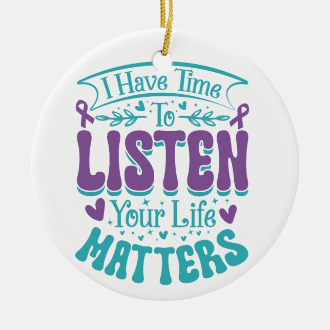 LILA TURQUOISE SUICIDE PREVENTION MEDDELANDE JULGRANSPRYDNAD KERAMIK (Framsidan)