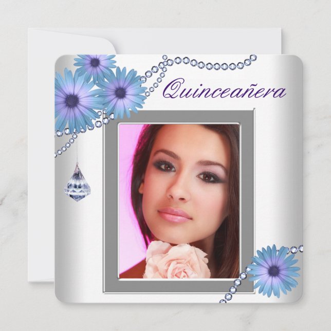 Lila Tusensköna Quinceanera Inbjudningar (Framsida)