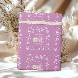 Lila tusensköna Wild One 1-års födelsedag  Presentpapper