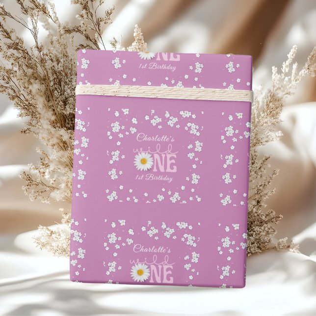 Lila tusensköna Wild One 1-års födelsedag  Presentpapper (Skapare uppladdad)