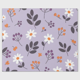 Lila tusenskönas blommönster - Sömlös botanisk Presentpapper