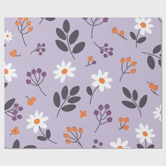 Lila tusenskönas blommönster - Sömlös botanisk  Presentpapper (Platt)