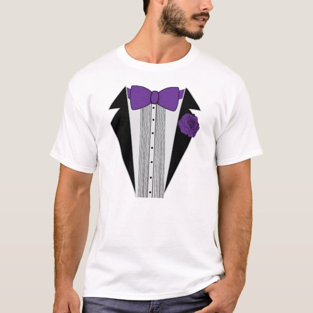 Lila Tuxedo Shirt Tee Shirt (Framsida)