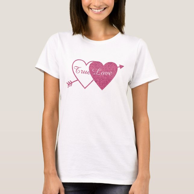 Lila Twin Hearts med Arrow Valentine Day Tee (Framsida)