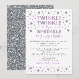 Lila Twinkle Star Baby Sprinkle Inbjudningar