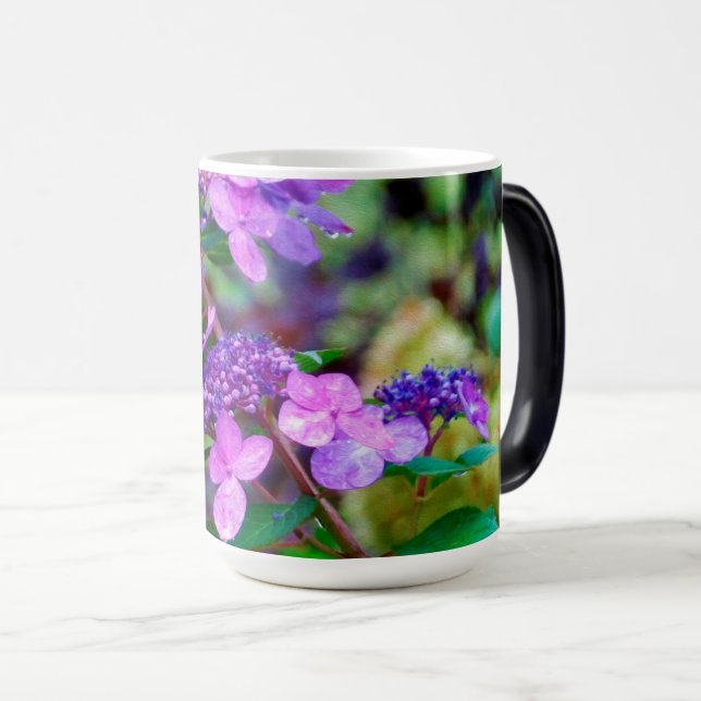 Lila Twist och Shout Hydrangea Flower Magisk Mugg (Framsida höger)