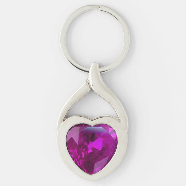 Lila Twisted Heart Silverfärgad Nyckelring (Framsidan)