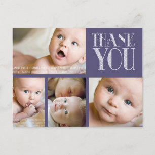 Lila Typografi Foto Baby Tack-vykort Vykort
