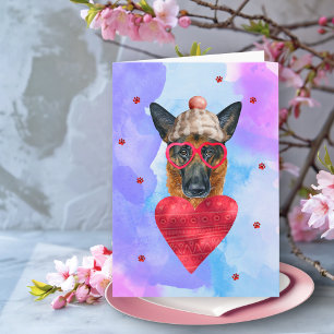Lila tysk shepherd valentinesdagspresent hund kort