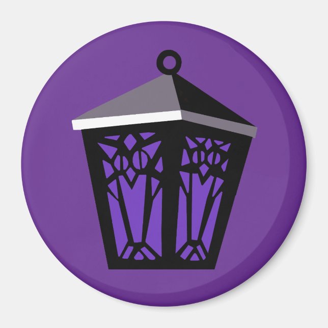 Lila uggla lykta magnet (Framsidan)