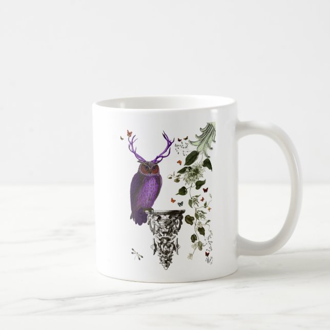 Lila Uggla med Antlers 2 Kaffemugg (Höger)