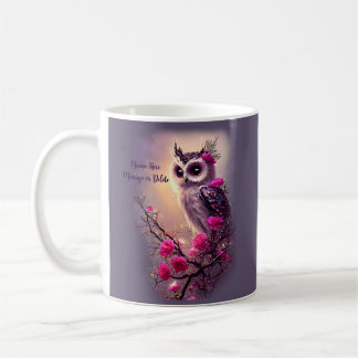 Lila Uggla & Rosa Flowers Kaffemugg