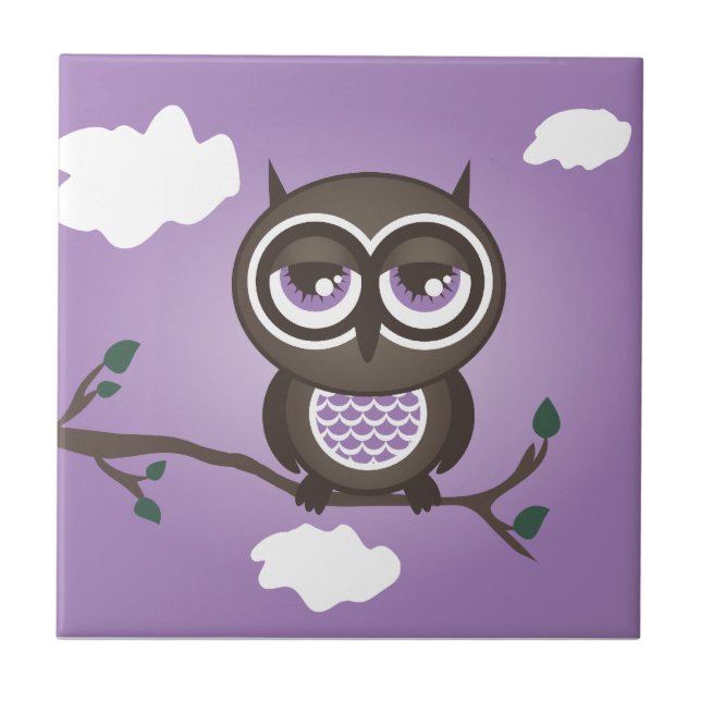 Lila Uggla Trivet Tile Kakelplatta (Framsidan)