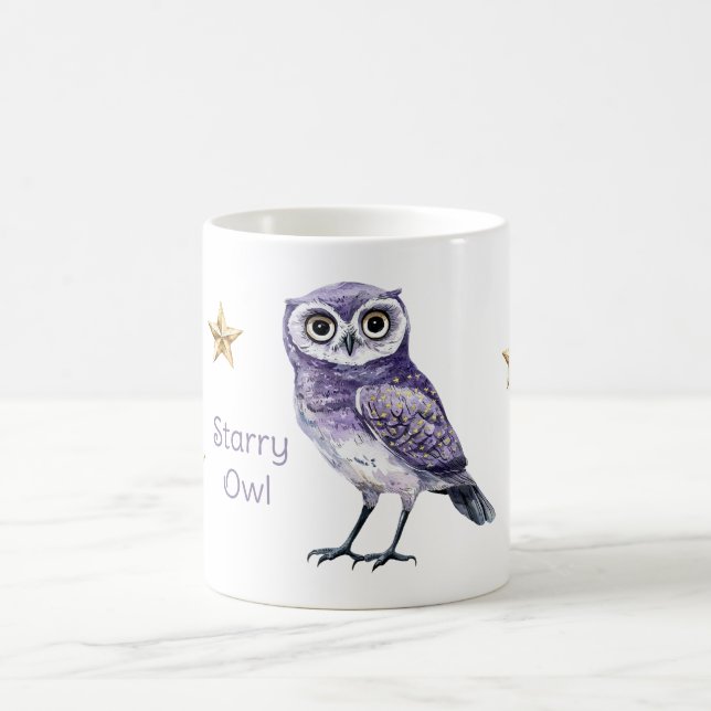 Lila Uggle Guldstjärnor Kaffemugg (Center)