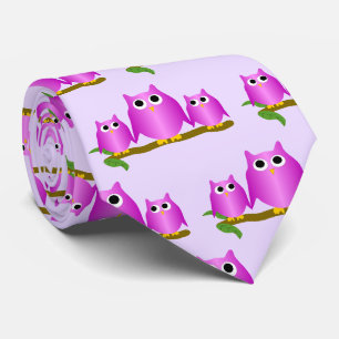 Lila Ugglor Designar Bakgrund i Valfri Färg Slips