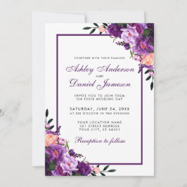 Lila Ultra Violet Blommigt Wedding bjudande P Inbjudningar