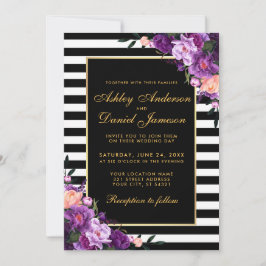 Lila Ultra Violet Blommigt Wedding-inbjudan SP Inbjudningar
