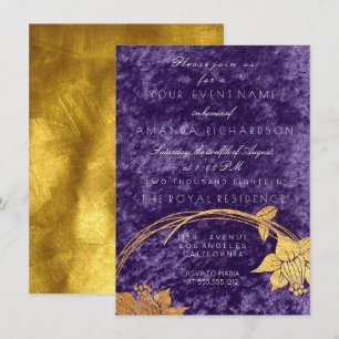Lila Ultra Violett Guld Blommig Krans Velvet Plomm Inbjudningar