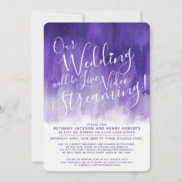 Lila ultraviolett konst direktuppspelning bröllop inbjudningar