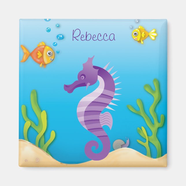 Lila under vatten Seahorse Magnet (Framsidan)