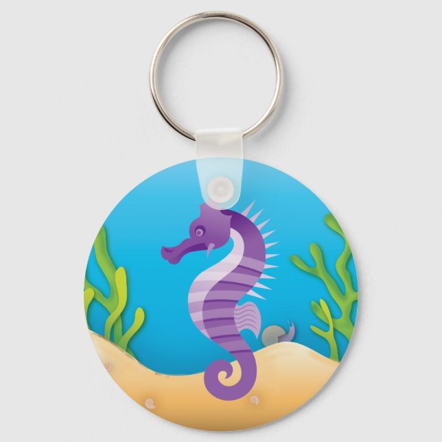 Lila under vatten Seahorse Nyckelring (Framsida)