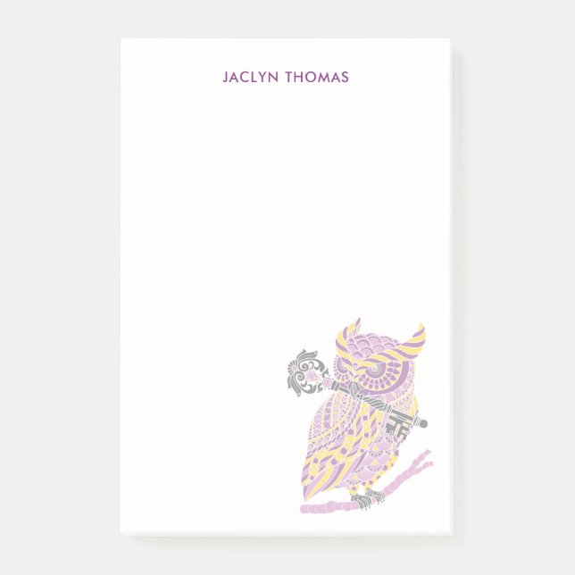 Lila Underbar Uggla Personlig efter det att den är Post-it Block (Framsida)