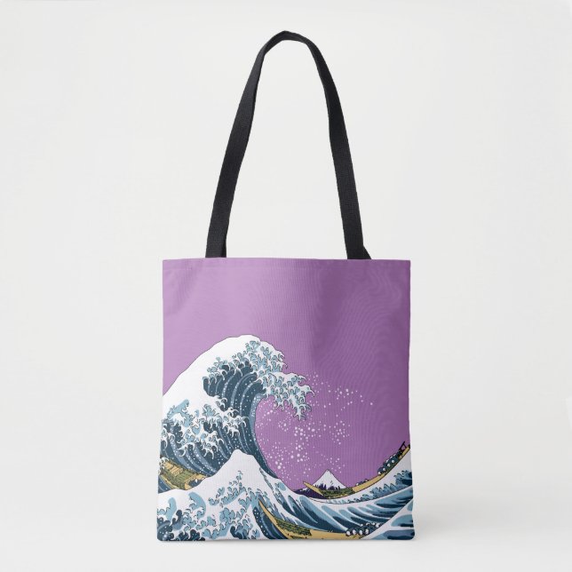 Lila Underbar Wave av Kanagawa Modern Pop Tygkasse (Framsida)