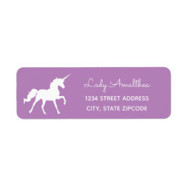 Lila Unicorn-adressetikett Returadress Etikett