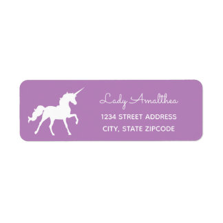 Lila Unicorn-adressetikett Returadress Etikett