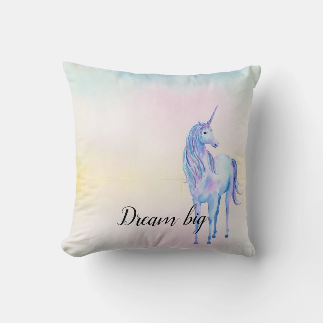 Lila Unicorn Aqua Rosa Gult Tie Dye Kudde (Framsida)