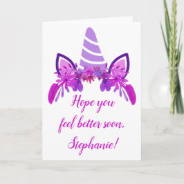Lila Unicorn Blommigt Anpassningsbar - Njut Kort