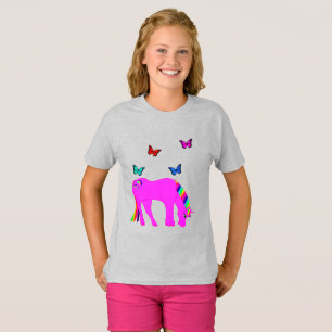 Lila Unicorn & Butterflies Girl's T Shirt