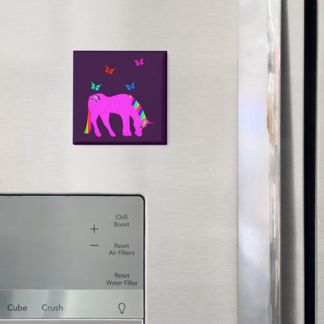 Lila Unicorn & Butterflies Magnet (In Situ (Fridge))