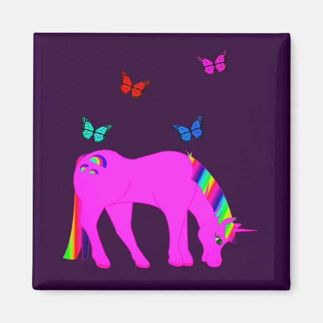 Lila Unicorn & Butterflies Magnet (Framsidan)