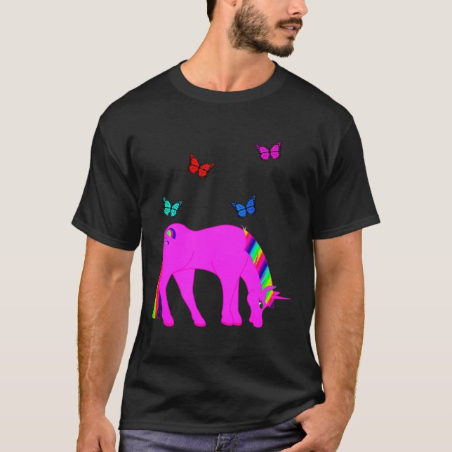 Lila Unicorn & Butterflies Manar-Shirt ZKOA T Shirt (Framsida)