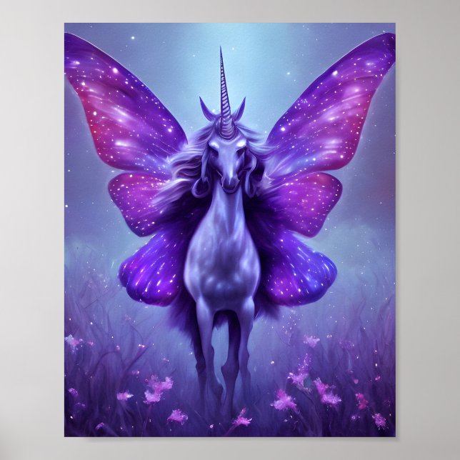Lila Unicorn Butterfly Poster (Framsidan)