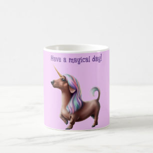 Lila Unicorn Dachshund Kaffemugg