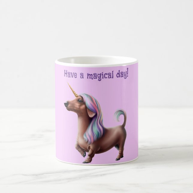 Lila Unicorn Dachshund Kaffemugg (Center)