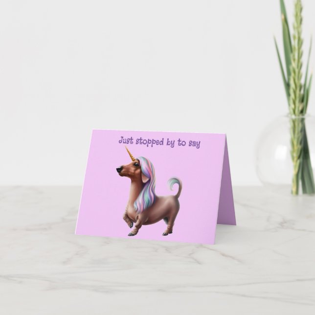 Lila Unicorn Dachshund valfritt Tillfälle-kort Kort (Framsida)